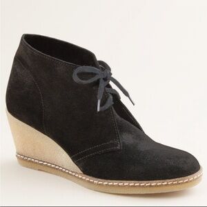 J CREW MacAlister Black Suede Rubber Wedge Ankle Boots Booties Size 8